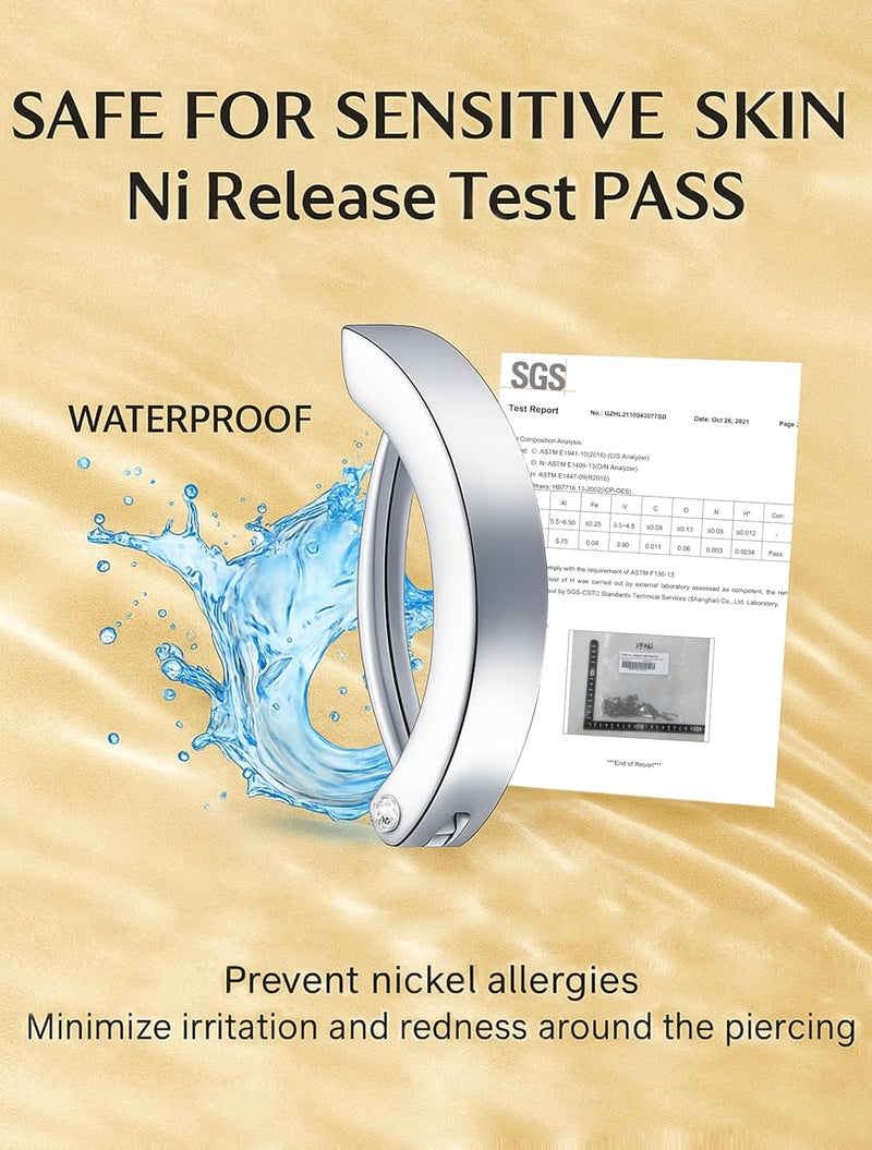 VOJO 14G G23 Titanium Clicker Belly Button Ring,10/12mm Reverse Curved Hoop Navel Barbell Piercing Jewelry - Image 2